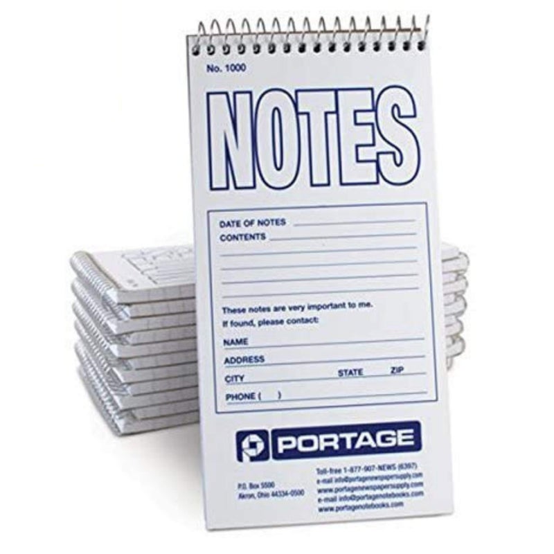 Portage Notes Notebook Top Spiral Reporter's Size, 70 Sheets 140 Pages 4 x 8 inch | Sturdy Steno Pad Perfect Police Note Pad and Great For Lists (12 Pack) (Narrow Ruled) - Image 1